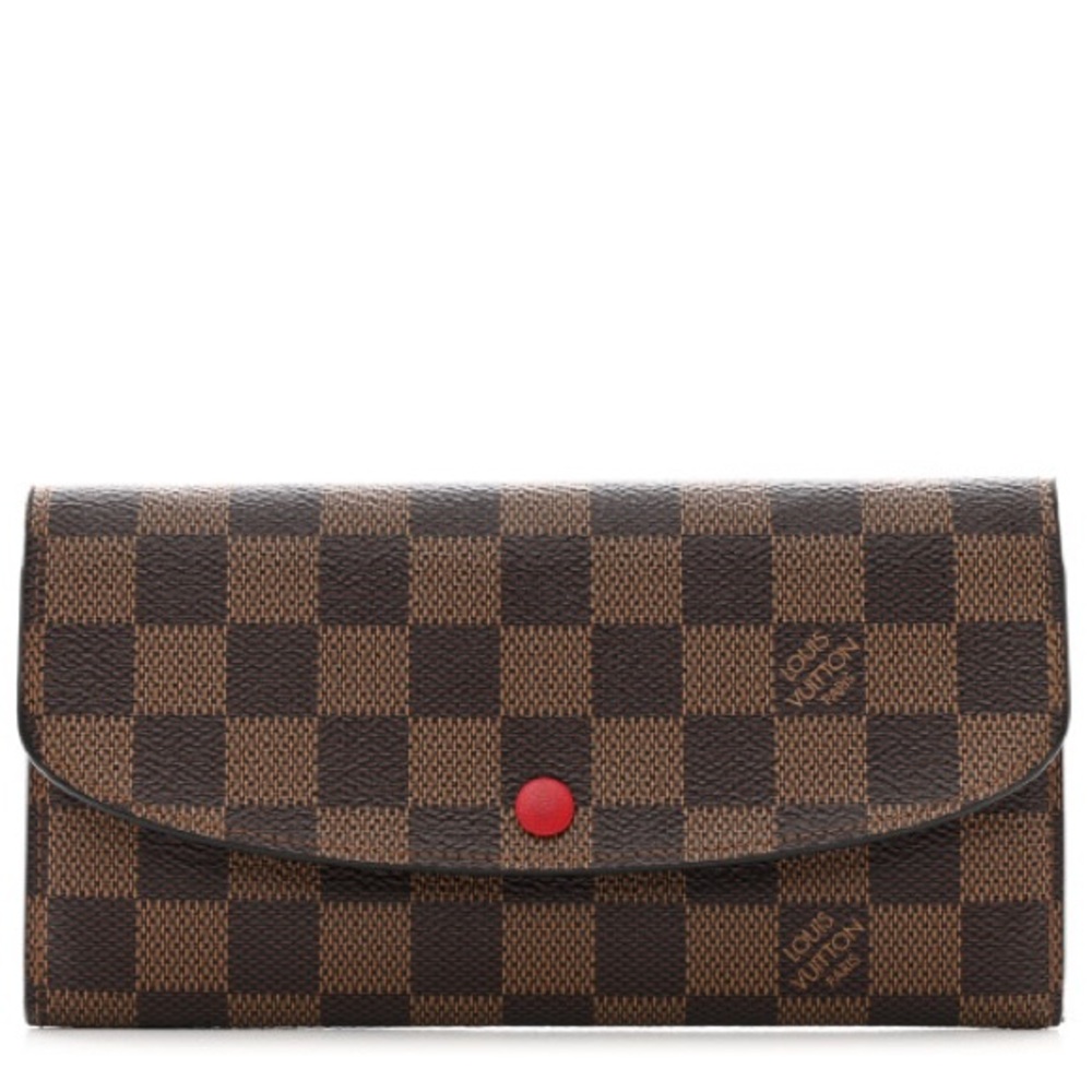 Louis Vuitton Damier Ebene Emilie Wallet Red
